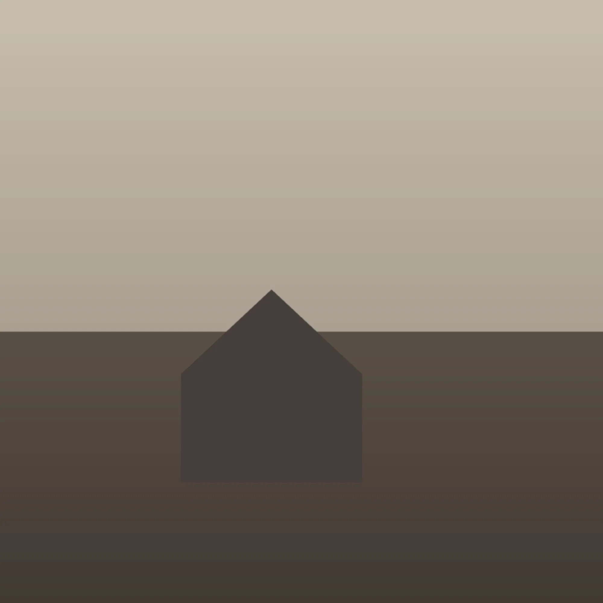 Example image showing the silhouette of a small house under a warm grey sky.